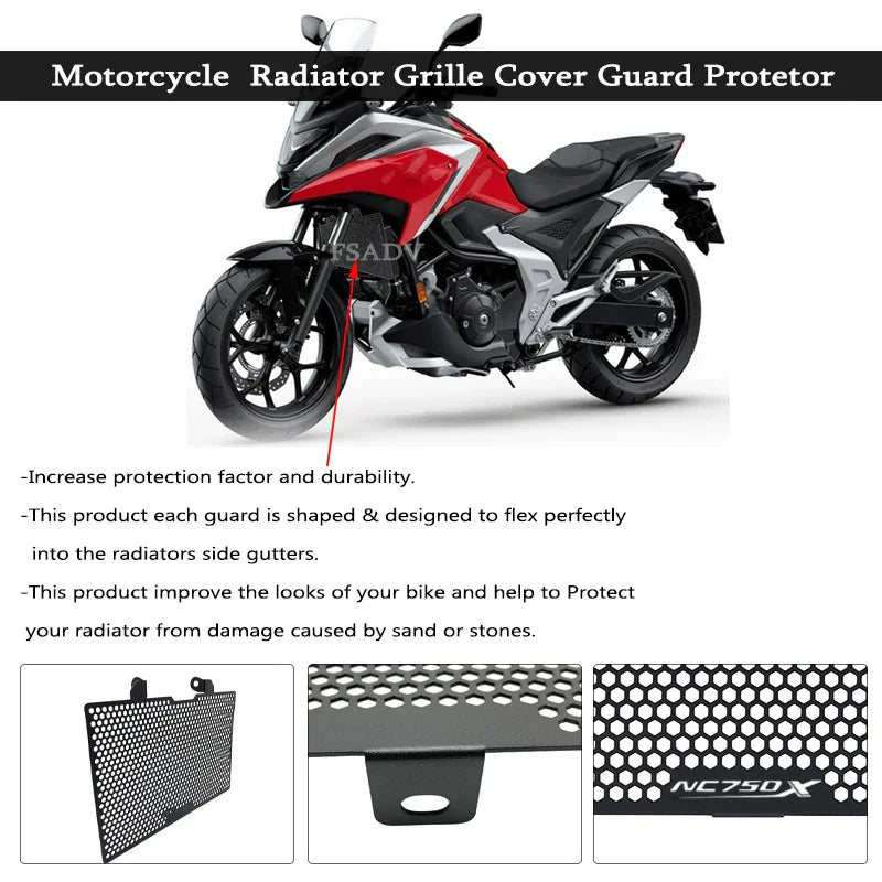 For HONDA NC750X NC750 NC 750 X 750X 2021 2022 2023 Motorcycle Radiator Guard Grille Protective Cover Protector Grill Cover