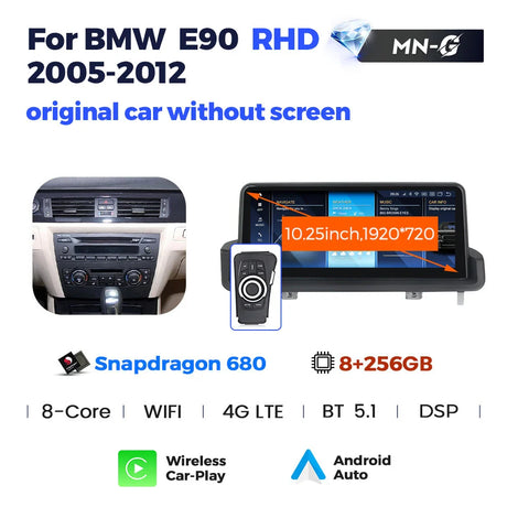 NaviFly 2024 New KSW For BMW 3 Series E90 E91 E92 2005 - 2012 Car Intelligent System Android 13 Snapdragon 680 8GB 256GB Carplay