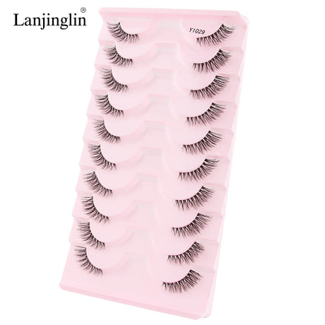 Half Eye Lashes 2/20 Boxes Natural Long Wholesale 3D Mink Lashes Clear Band Eyelash Extensions Makeup Tools Faux Cils maquillaje