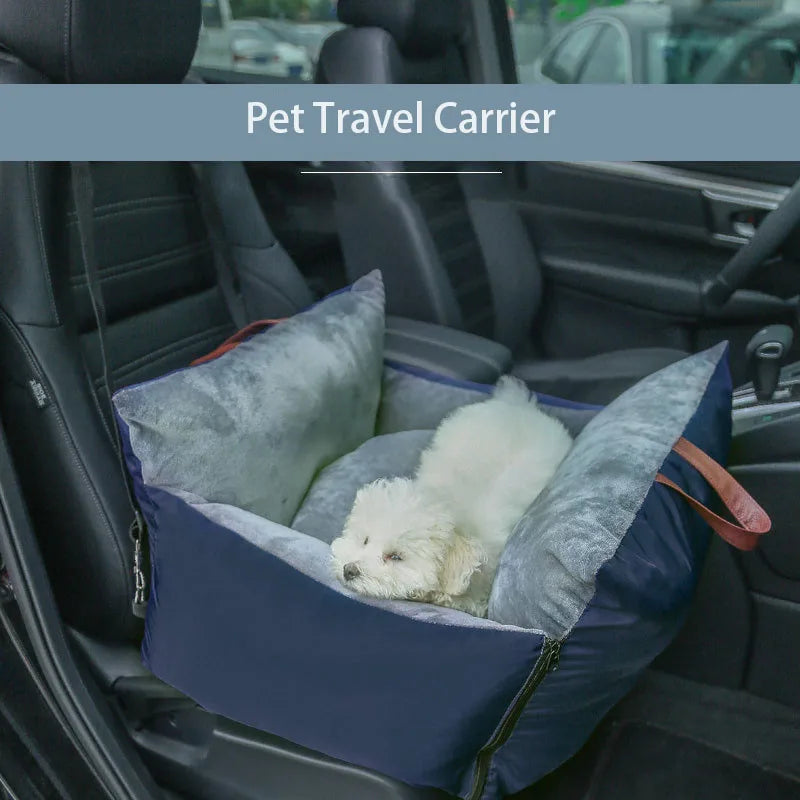 Dog Car Seat Central Control Nonslip Dog Carriers Safe Car Armrest Box Booster Dog Cushion Carrier with Seat Belts Pet Carrier