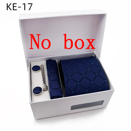 Luxury Tie Set Gift Box For Men Wedding Jacquard Necktie Square Clip Cufflinks Handkerchief Brezo Pour Teal Tie