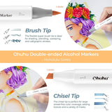 Ohuhu Honolulu Marker Pen Set Oily Alcohol Art Markers Dual Brush Felt Pen Sketching Drawing Graffiti Manga School Art Supplies