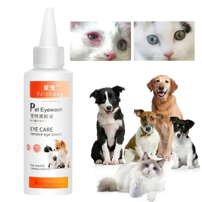 Dog Tear Eye Drops 120ml Pet Eye Drops Cats & Dogs To Remove Tear Marks Relieve Eye Itching Gentle Cleansing Eye Drops For Pet