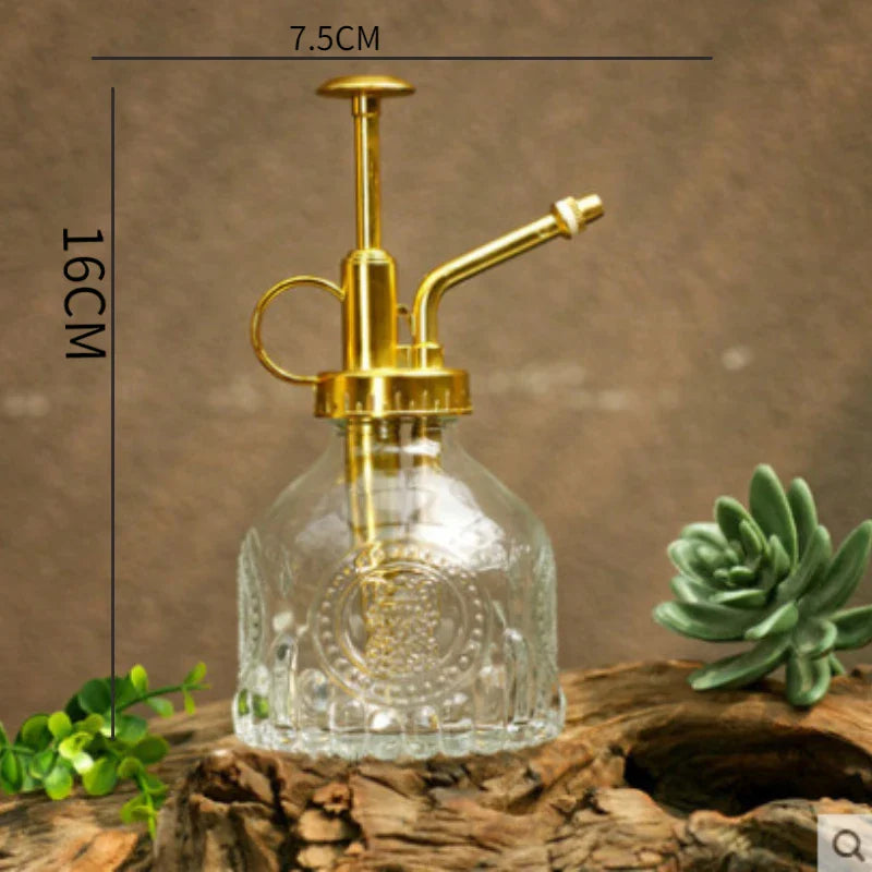 Glass Embossed Air Pressure Gardening Small Watering Can Disinfection Watering Bottle Household Glass Spray Bottle