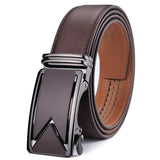 Plyesxale Men Belt 2024 Cowhide Genuine Leather Belts For Men Luxury Automatic Buckle Belts Brown Black Cinturones Hombre B55