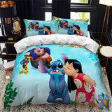 3D Cartoon Bedding Set Disney Lilo & Stitch Queen King Quilt Comforter Duvet Cover Set Children Kids Boys Bedroom Home Textile