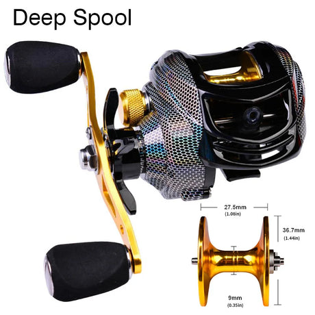 Baitcasting Reel 18+1BB Casting Reel Smooth Metal 7.2:1 Gear Ratio Fishing Reel with Standard or Deep or Shallow Spool for Bass