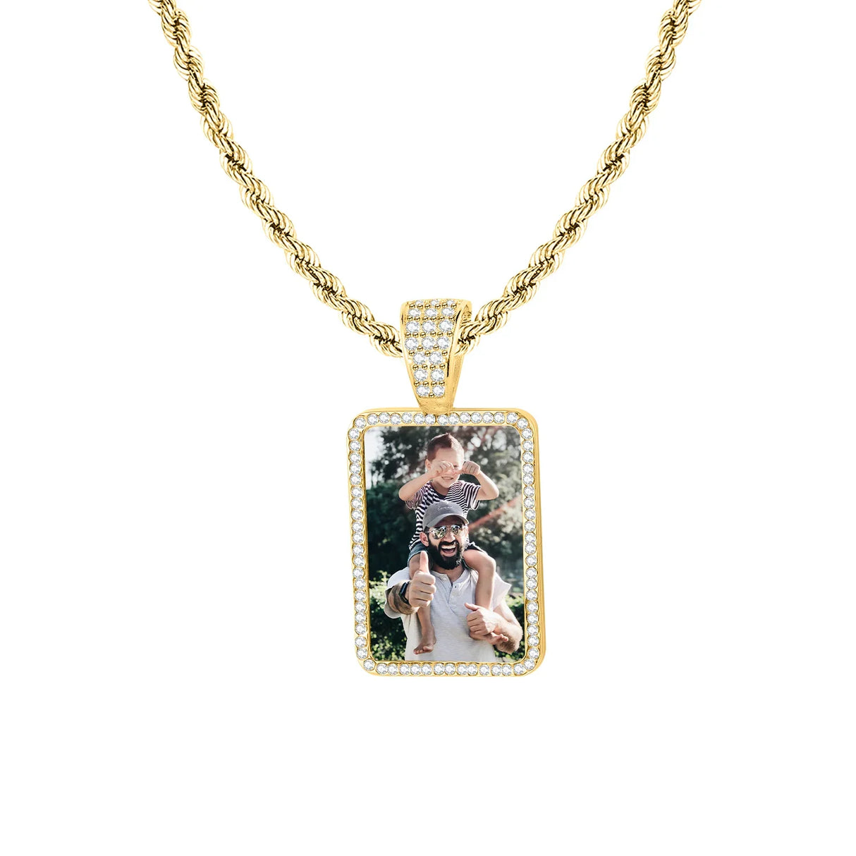 Custom Photo Pendant Necklace Personalized Hip Hop Jewelry Gifts For Women Men 18K Gold Plated Stainless Steel Memory Pendant