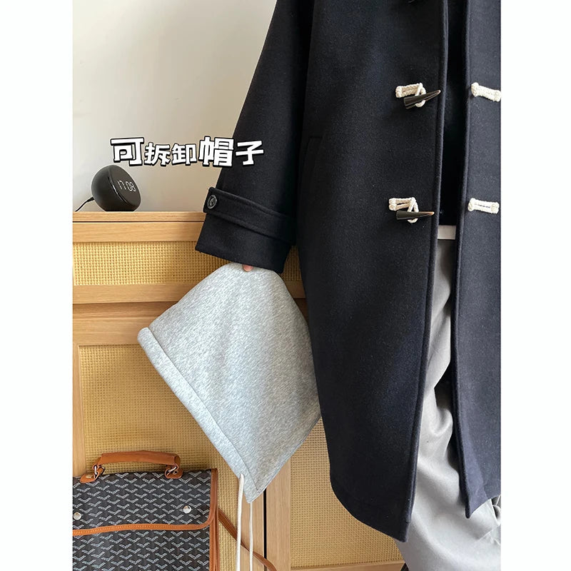 Zongke Hooded Men's Winter Long Coat Wool Coats Man Jackets Korean Autumn Clothes Male Trench Woolen Free Shipping Overcoat 2024