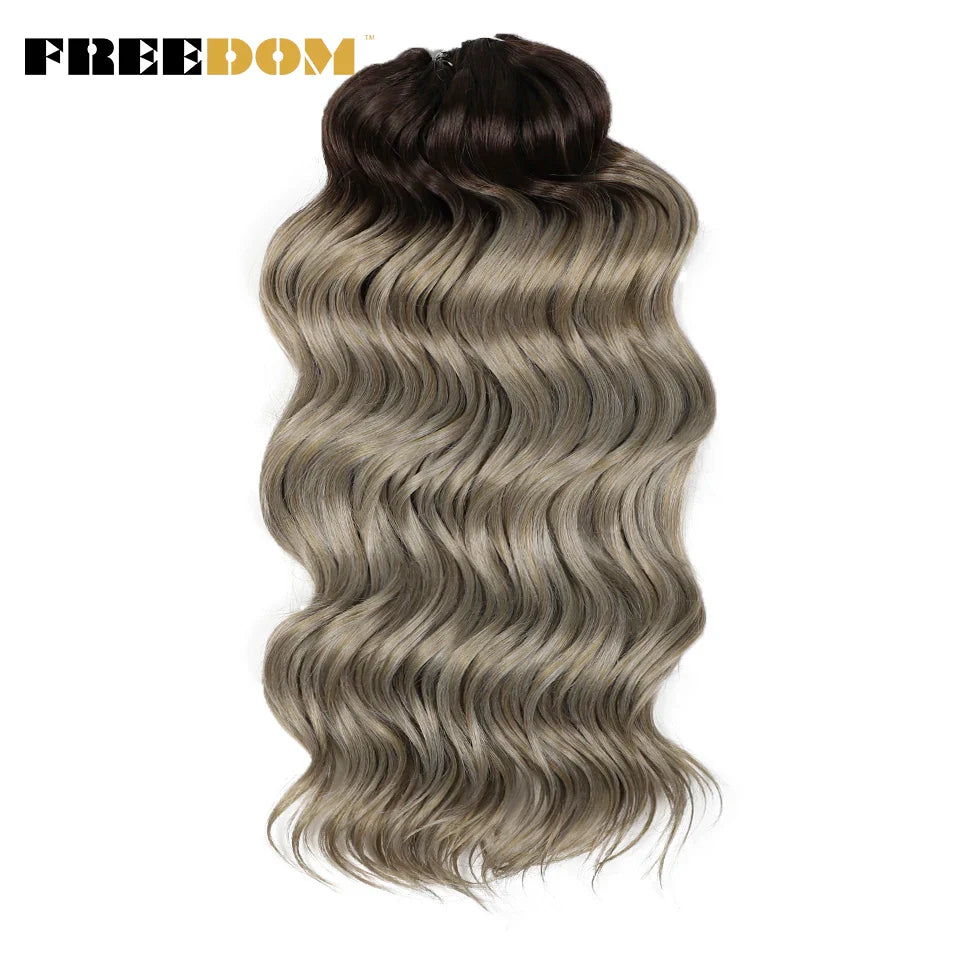 FREEDOM Synthetic Deep Curly Twist Crochet Hair 16 Inch Deep Wave Braid Hair Soft Ombre Blonde Brown Braiding Hair Extensions