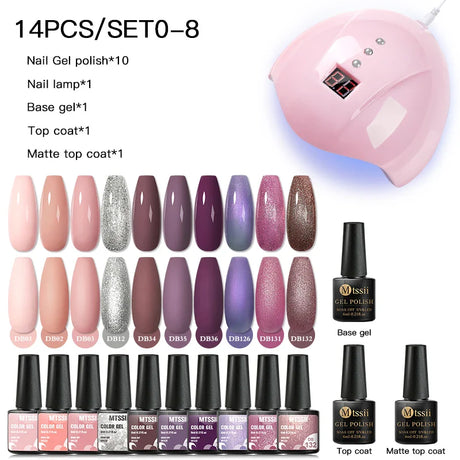 Mtssii  13/16Pcs Gel Nail Polish Set With 36W UV Lamp Dryer Manicure Kit Semi Permanent Soak Off Base Top Coat Nail Art UV Gel