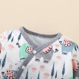 0-18 Months Baby Clothes Newborn Boy Romper Long Sleeves Animal Print Jumpsuit with Hat 2PCS Clothing Infant Baby Bodysuit