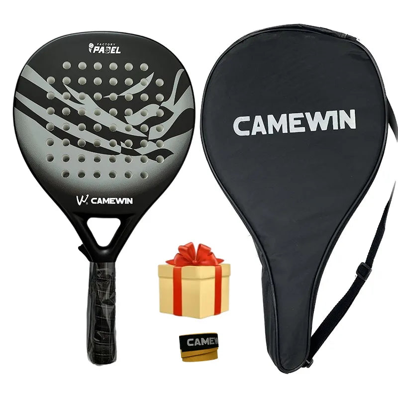 Camewin Padel Racket Tennis Carbon Fiber Soft EVA Face Tennis Paddle Racquet Racket with Padle Bag Cover With Free Gift New Hot