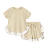 Kids Clothes Girls Outfits Short Sleeve Ruffle T-shirts + Shorts Pajamas Suit 2024 Summer Children Loungewear Baby Girls Clothes