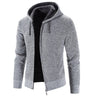 Mens Autumn Winter Warm Thick Fur Lined Hooded Hoodie Slim Fit  Zip Up Coat Jacket Sweatshirt Solid Knitted Men Sweaters