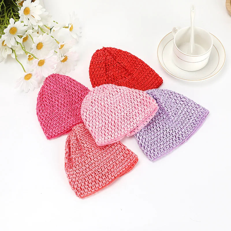 20/80pcs Children Elastic Crochet Knitting Nightcap Soft Crochet Sleeping Hat for Baby Girls Relaxing Hair Mobcap Accessories