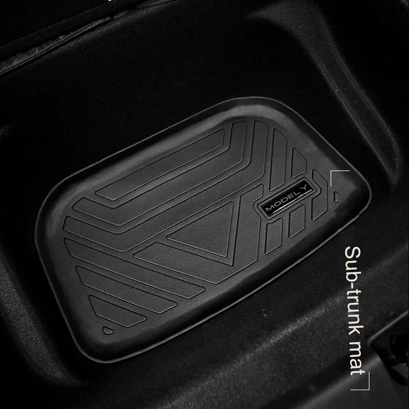 For Tesla Model Y Plain TPE Cargo Liner Sets Trunk Mat & Sides Wall Carpet Protector & Seat Back Cover Front/Lower Boot Liners