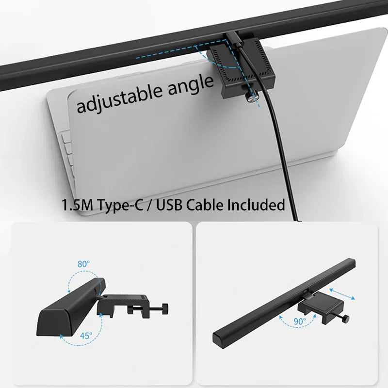 Eye-Care Desk Lamp 50cm LED Computer PC Monitor Screen Light Bar Stepless Dimming Reading USB Powered Hanging Table Lamp