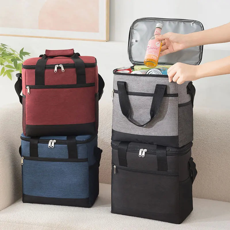 Large Capacity Tote Bento Insulated Lunch Bag Picnic Food Lunch Box Storage Ice Cooler Thermal Bag Portable Fridge Thermal Bag