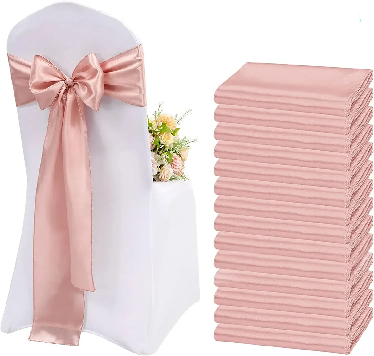 20pcs/set Satin Chair Sashes,17*275cm Silk Chair Ribbon Bows Chair Cover Chair Decoration For Wedding Banquet Party Event Hotel