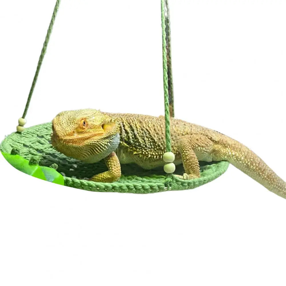 Reptile Hammock Hand Woven Strong Load-bearing Gecko Lizard Swing Toy Round Bearded Dragon Swing Hanging Bed Cage Accessories