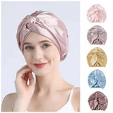 100 Mulberry Silk Turban Bonnets For Women Twisted Sleeping Night Cap 19 Momme Pure Silk Hair Wrap Cap For Curly Ladies Headwrap