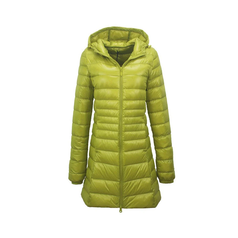 7XL 8XL Plus Long Down Jacket Women Winter Ultra Light Down Jacket Women With Hooded Down Coat Female Big Size Coats