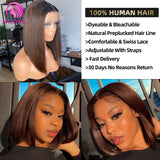 Chestnut Brown T Part Lace Bob Wig #2 #4 Dark Chocolate Brown Brazilian Straight 13x4 Short Bob Human Hair Lace Frontal Wigs