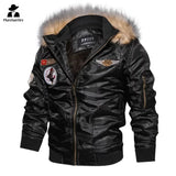 Military Tactics Aviator Jacket Men's Winter Wool Windproof Warm Motorcycle Jacket Men's Outdoor Fur Collar Hooded Parker Coat