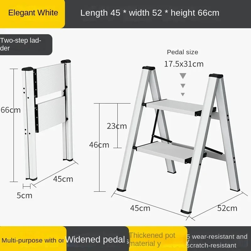 Multifunctional Folding Ladder Aluminum Alloy High Stools Kitchen Load-bearing 300kg Step Ladder Chair Widen 3 Step Ladder