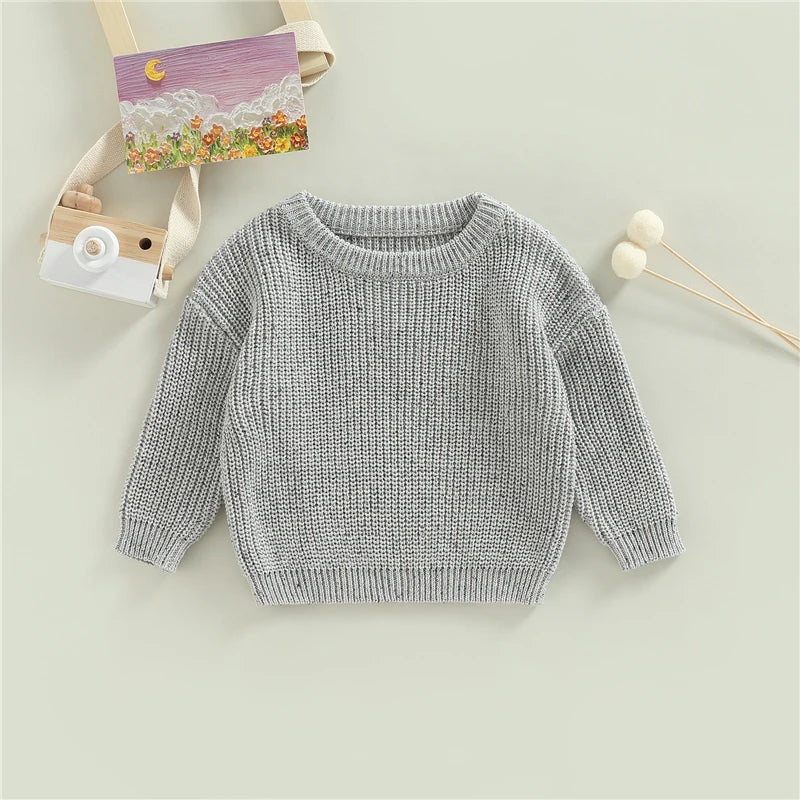 Autumn Winter New Toddler Boys Girls Solid Long Sleeve Sweaters Coat Children Sweaters Kids Knitting Pullovers Tops