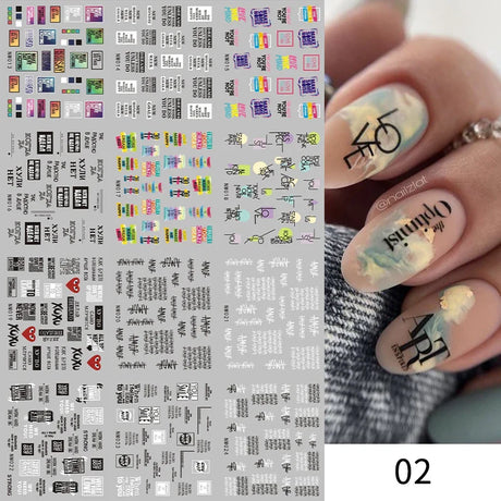 12 Designs Nail Stickers Set Mixed Floral Geometric Nail Art Water Transfer Decals Sliders Flower Leaves Manicures Decoration