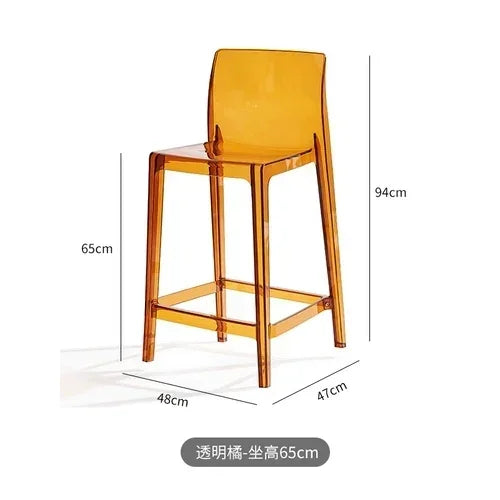 Nordic Acrylic Transparent Bar Chairs Modern Backrest Household Design Bar Chairs High Stools Muebles Household Items WZ50BC