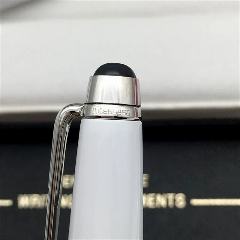 Luxury Msk-163 White Metal Ballpoint Pen Rollerball Pen Unique Reliefs Office School Writing Fountain Pens With MB Serial Number