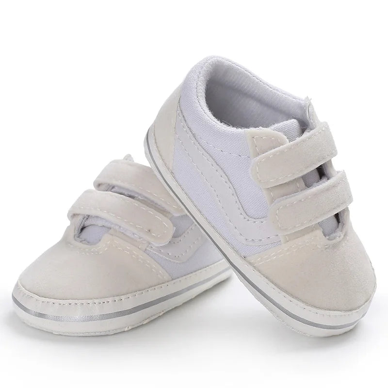 Lovely Newborn Baby Girl Boy Soft Sole Shoe Anti Slip Canvas Sneaker Trainers Prewalker Black White  0-18M