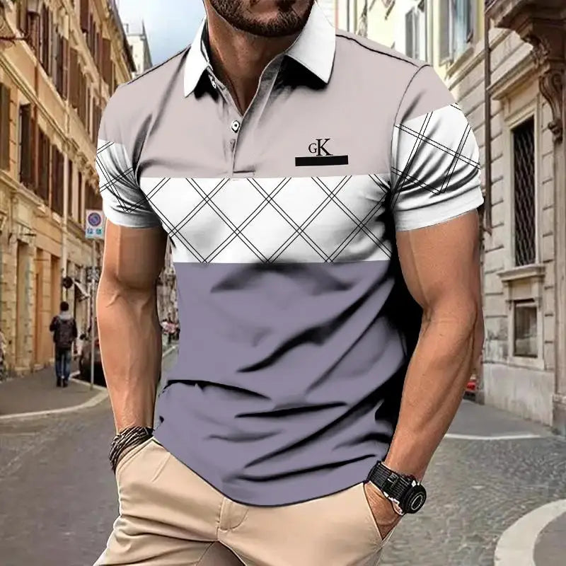 Striped Polo Shirt Men Polo Shirt Short Sleeve Top Casual Business Polo Shirt Men's Summer Clothing Quick Dry Fashion Polo Shirt