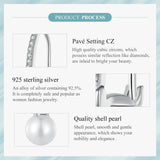 WOSTU Real 925 Sterling Silver European Simple U style Big Shell Pearl Hoop Earrings Women Drop Earring Party Accessories Gift