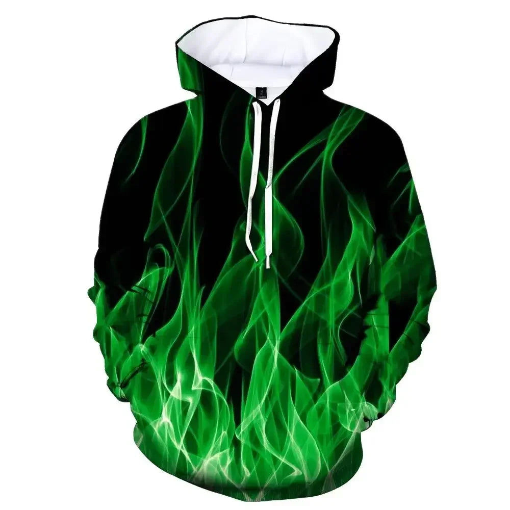 Funny 3D Flame Print Hoodies For Men Fashion Trend Harajuku Streetwear Autumn New in Sweatshirts Oversized Pullover y2k Clothes