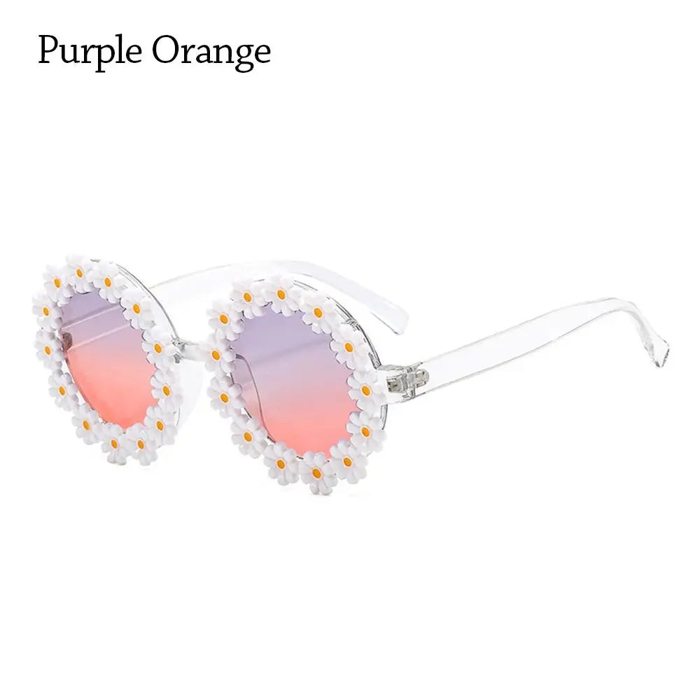 Fashion Retro Daisy Sunglasses for Women Round Flower Sun Glasses Trendy Summer Pool Beach Party Shades UV400 Eyewear