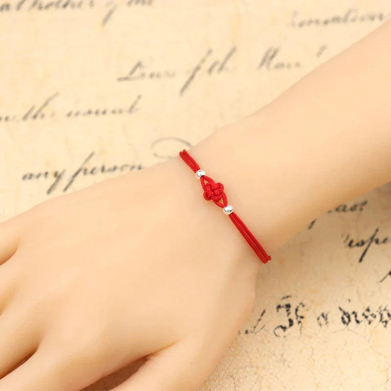 Lucky Bracelet for Women Handmade Red Rope Clover Knot Charm Bracelet Red Thread String Wristband for Sisters Gifts