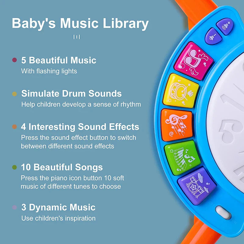 Kids Drum Set Toddlers 1-3 Musical Baby Educational Instruments Toys for Toddlers Girl Microphone Learning Activities Gifts