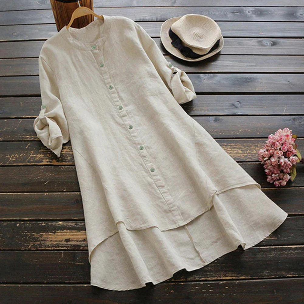 Oversized Cotton Linen Dress for Women Summer Plus Size Blouse Skirt Vestidos Large Size Female Clothing Solid Loose Long Dress