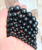 PANGEM-Wholesale 1pcs 100% Natural Russia Shungite Bracelet,Healing Stone Bead 6mm 8mm 10mm 12mm 14mm,Real Shungite Bead