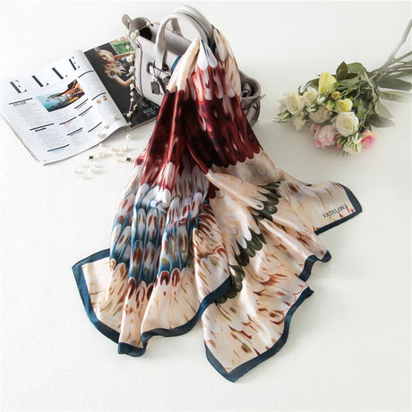 100% Natural Silk Scarf Women Luxury Brand Digital Print Flowers Silk Pashmina Shawl Female Long Bandana Foulard 2020 Oversize