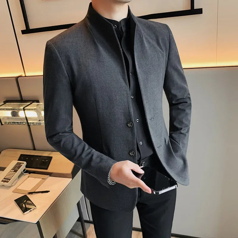 High Quality Fashion All Fashion Casual Solid Color Handsome Smart Casual  Four Seasons  Blazers  Polyester  Single Breasted