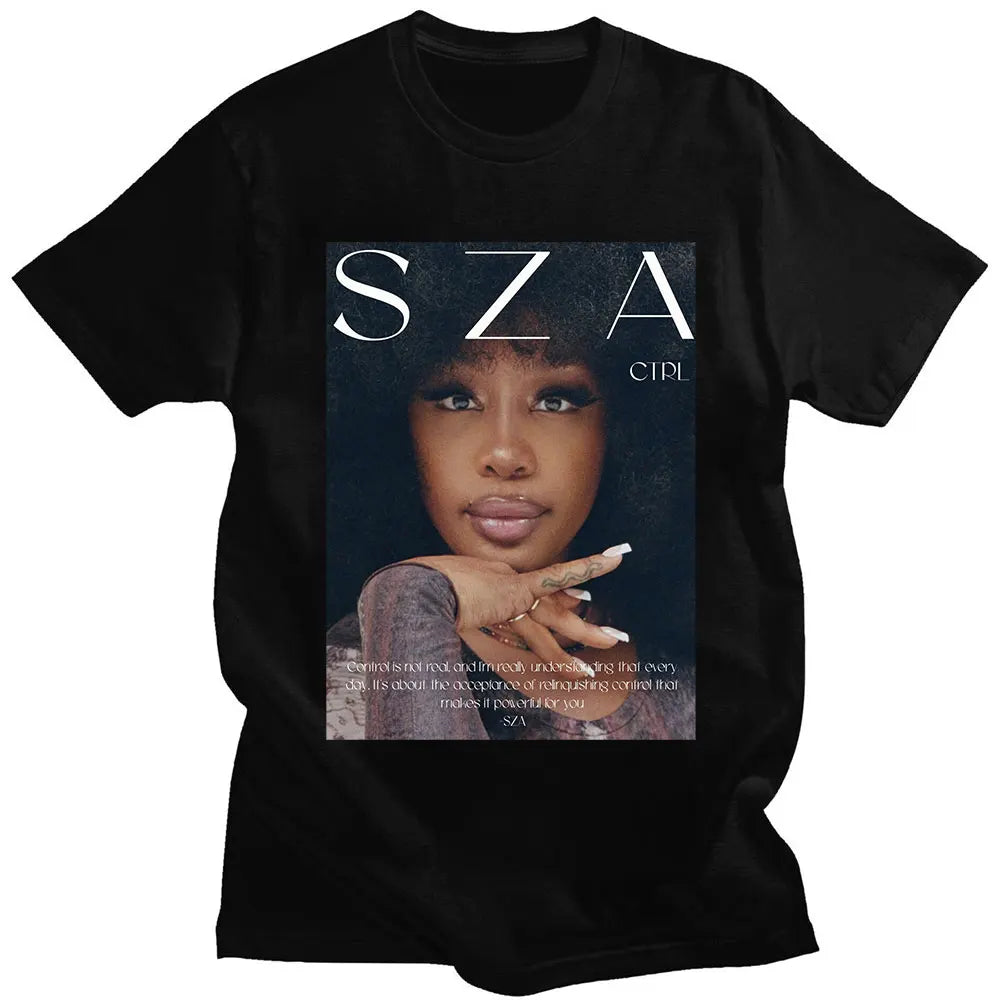 Rapper SZA CTRL X SOS Album Print T-Shirt Plus Size Retro Punk Universal Oversized Hip Hop Harajuku Cotton Streetwear