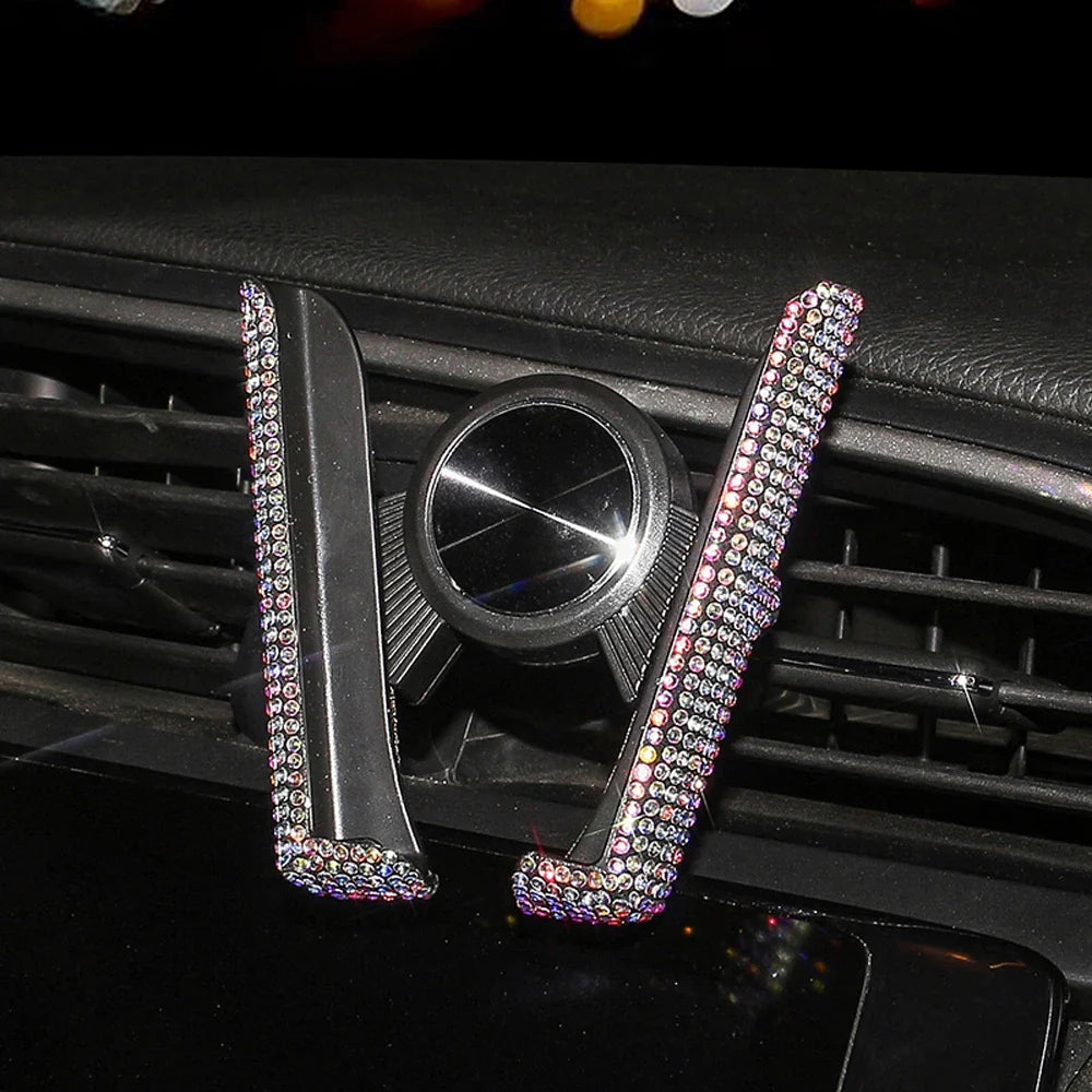 New Bling Car Phone Holder Rhinestones Air Vent Smartphone Support Crystal Diamond Phone Clip Car Interior Accessories for Girls