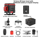 WEIDDW 3D/4D 12/16 Lines Laser Level Horizontal Vertical with Remote Control 360°Self-leveling Professional 8 lines Laser Levels