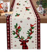 Merry Christmas Tree Ball Linen Table Runners Holiday Party Decor Reusable Dining Table Runenrs Wedding Navidad Decorations