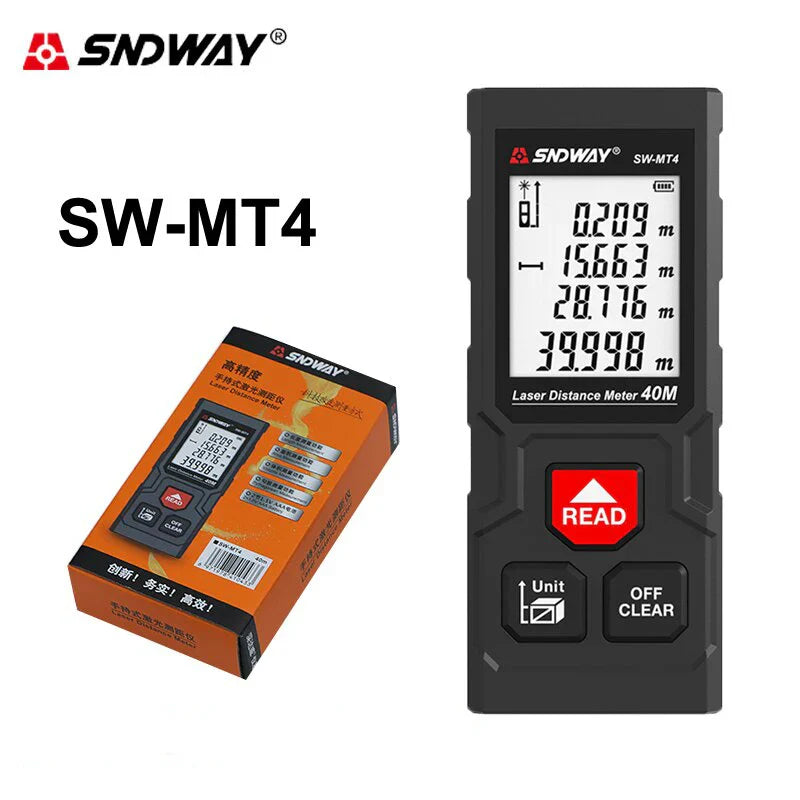 Sndway Laser Distance Meter SW MT4 MS50 MS70 MS100 Digital Rangefinder 40M 50M 70M 100M Range Finder Measuring Tool